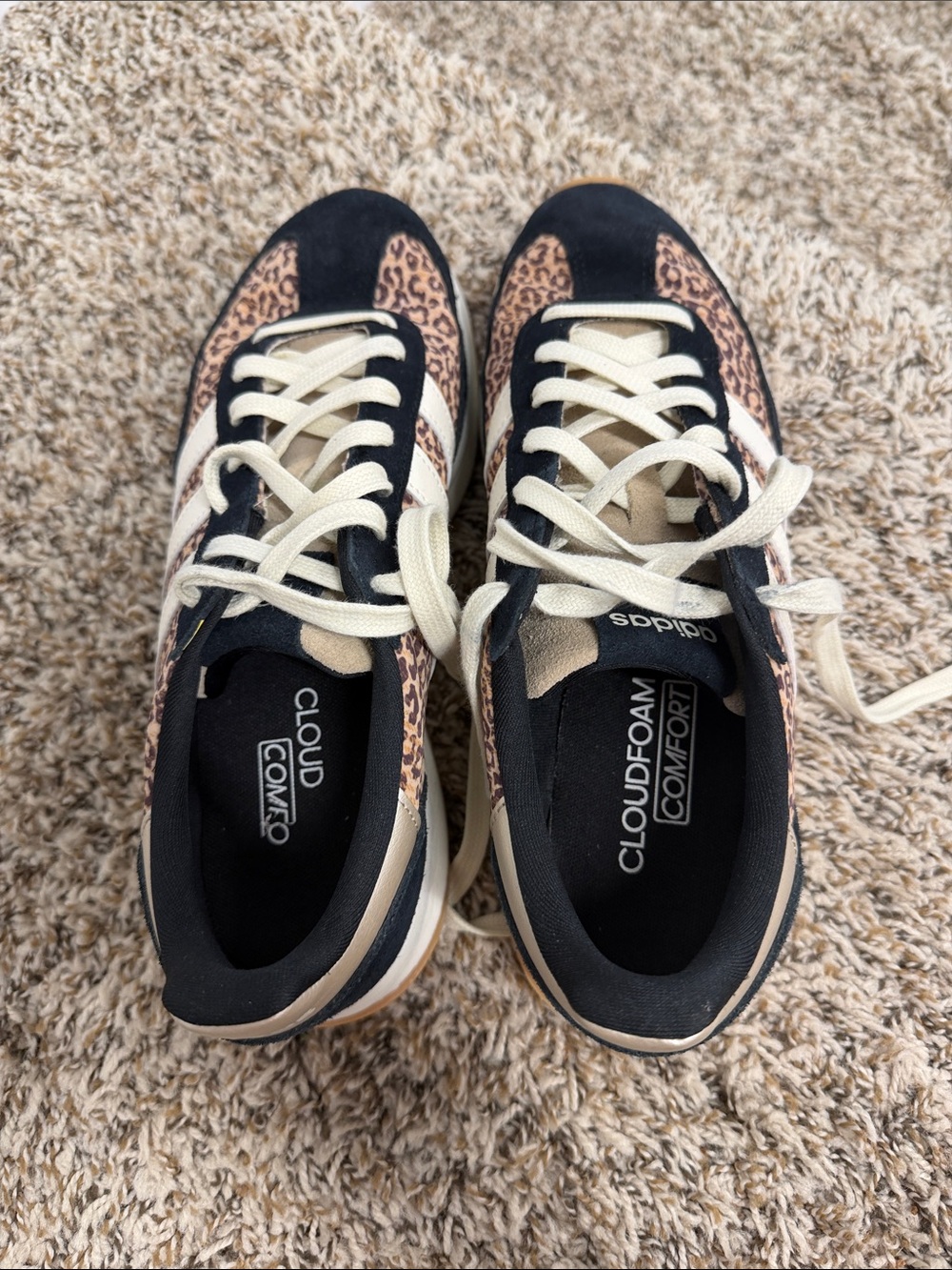 adidas Leopard-Pattern Low-Top Sneakers in Black, Tan & Cream - Picture 5 of 6